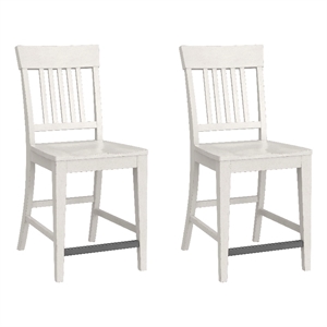White Farmhouse Counter Stools (Set of 2)