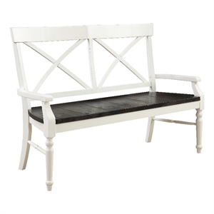 Brown and White 59&quot Wide Farmhouse Bench