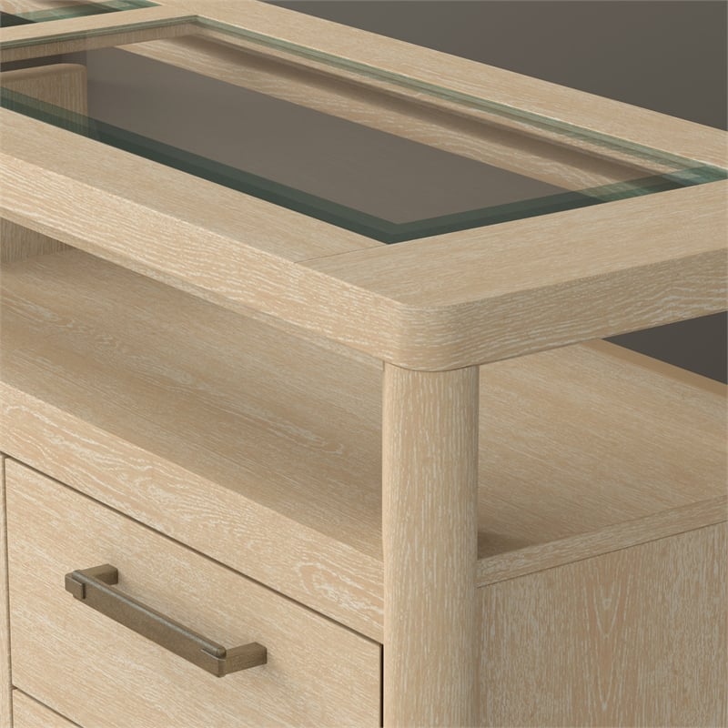 64 Inch Wide 3-Drawer Side Server with Stemware and Bottle Storage