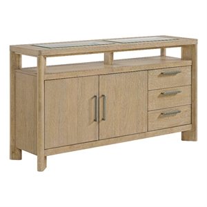 64 Inch Wide 3-Drawer Side Server with Stemware and Bottle Storage