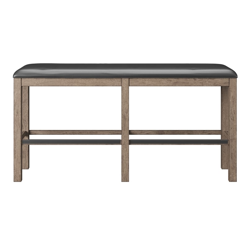 Brown Oak 60 Inch Wide Bar Height Bench