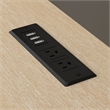Beige Contemporary Desk with USB Charging and AC Plug-Ins