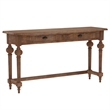 Brown Rustic Console Table with 3 Stools and Storage Drawers