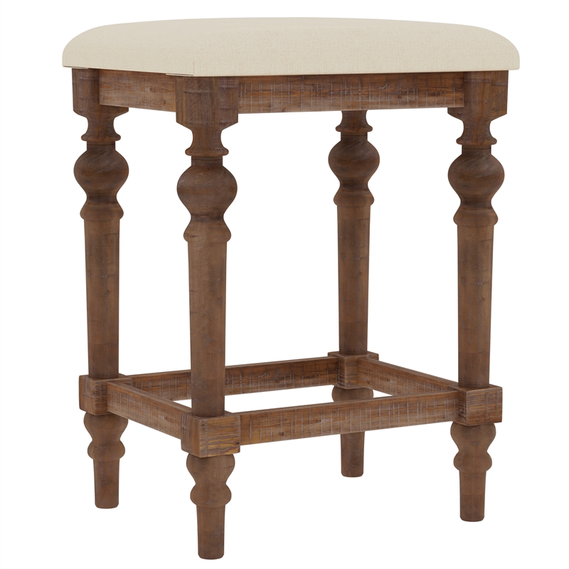 Brown Rustic Console Table with 3 Stools and Storage Drawers