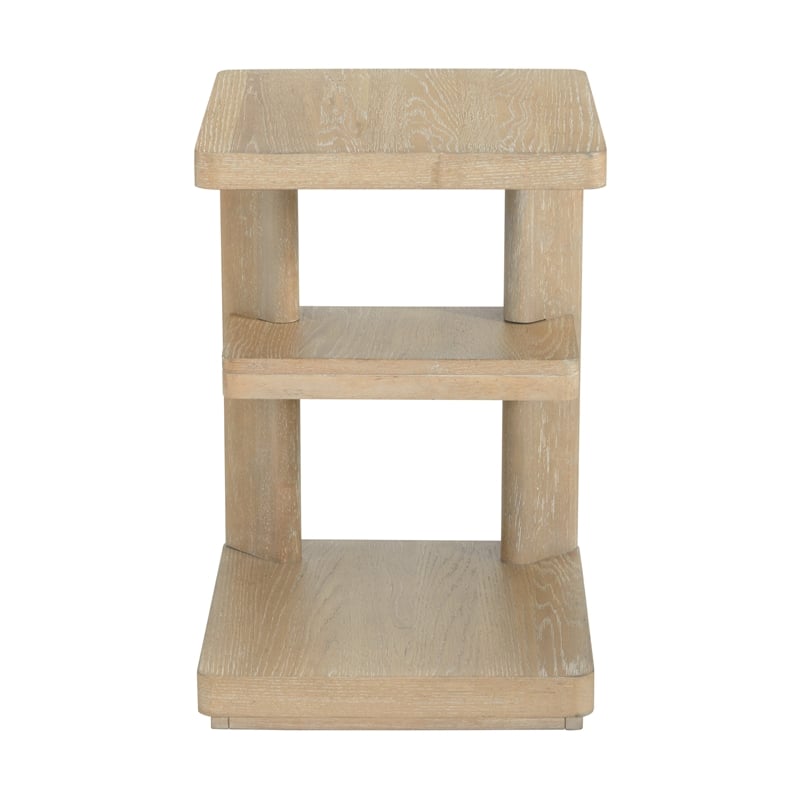 Beige Wood Chairside Table