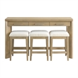 Beige Contemporary Console Table with 3 Stools