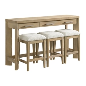 Beige Contemporary Console Table with 3 Stools