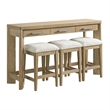 Beige Contemporary Console Table with 3 Stools