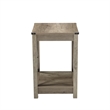 Beige End Table with Black Metal Accents