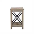 Beige End Table with Black Metal Accents