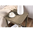 Beige End Table with Black Metal Accents