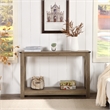 Beige Wood and Metal Sofa Table