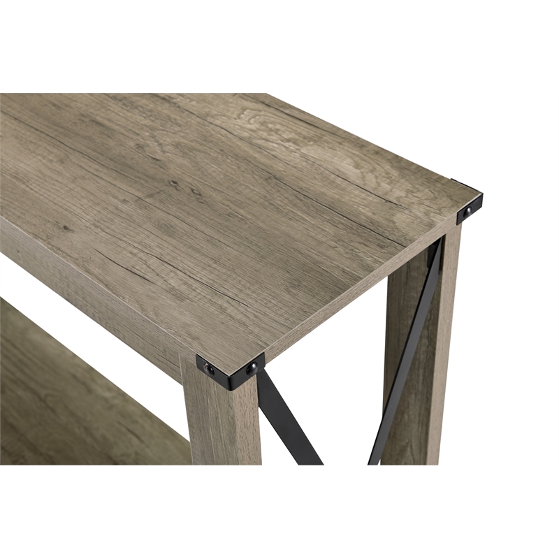Beige Wood and Metal Sofa Table