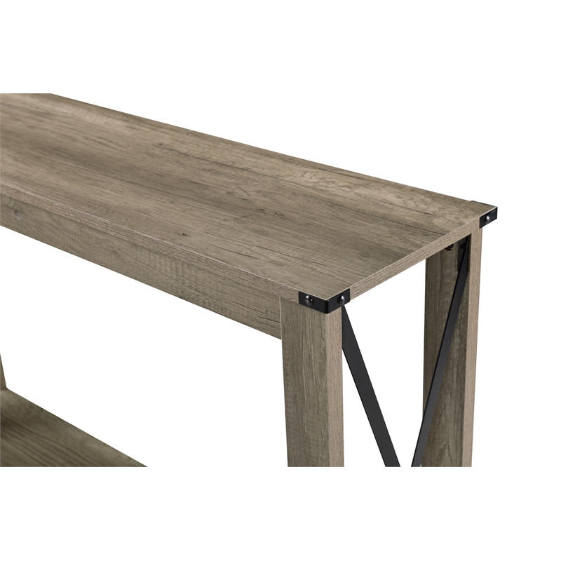 Beige Wood and Metal Sofa Table