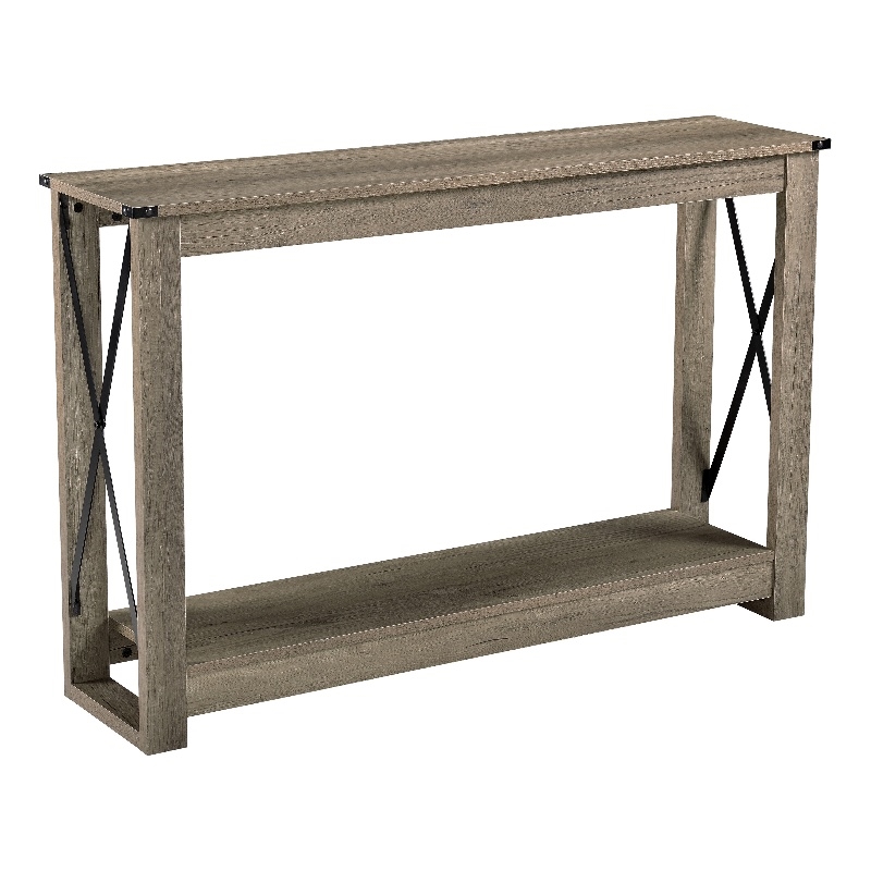 Beige Wood and Metal Sofa Table