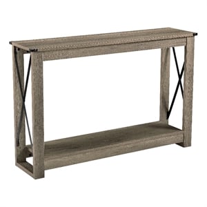 Beige Wood and Metal Sofa Table