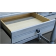 Gray Coastal Sofa Table With Three Upholstered Stools