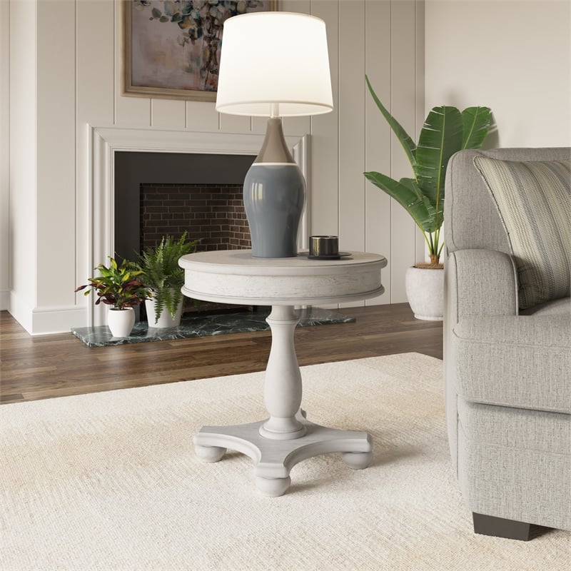 Gray Coastal Round End Table
