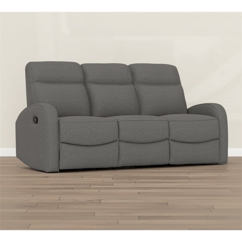 Gray Polyester Dual Manual Reclining Sofa