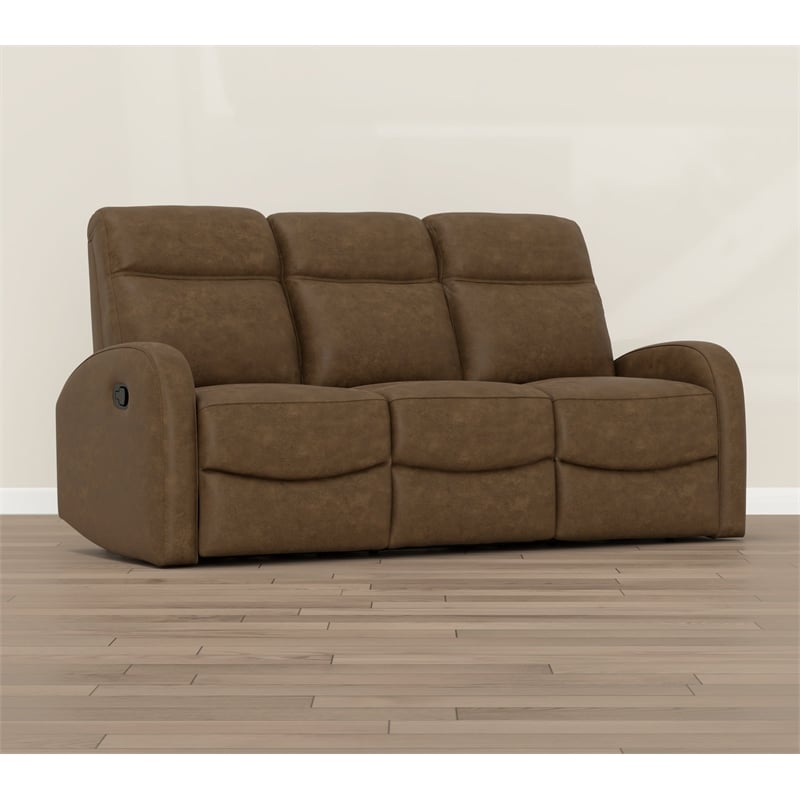 Brown Manual Reclining Sofa