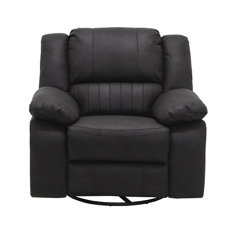 Black Swivel Gliding Recliner with Pillowtop Arms