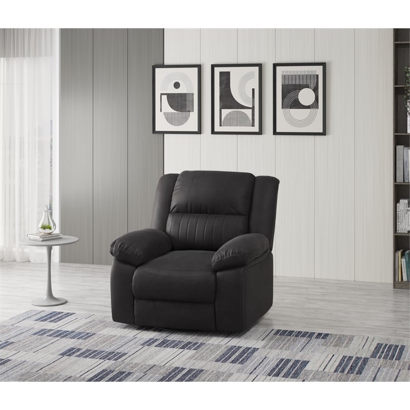 Black Swivel Gliding Recliner with Pillowtop Arms