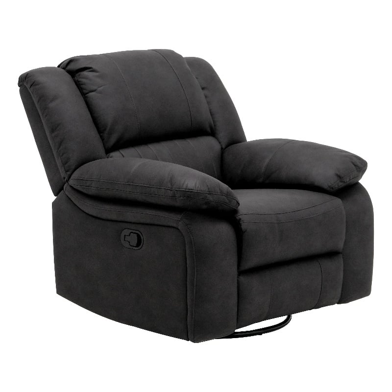 Black Swivel Gliding Recliner with Pillowtop Arms