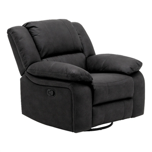 Black Swivel Gliding Recliner with Pillowtop Arms