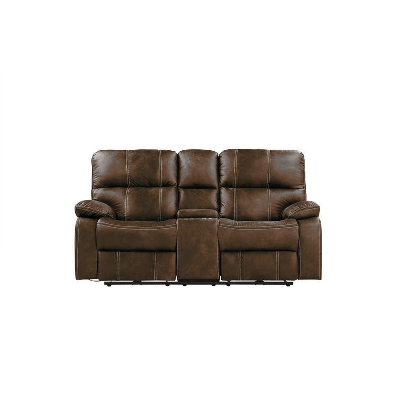 Brown Rustic Power Reclining Loveseat