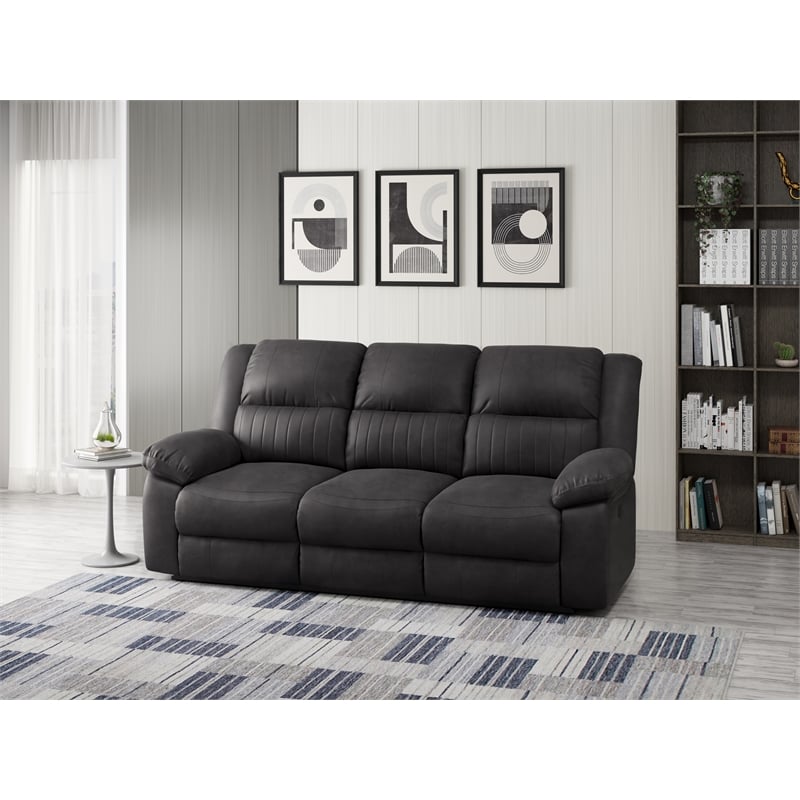Black Reclining Sofa with Motion Lever