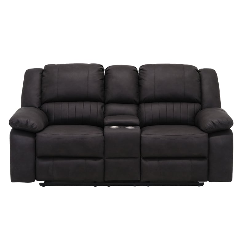 Black Reclining Console Loveseat