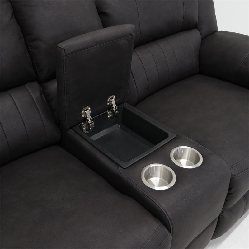 Black Reclining Console Loveseat
