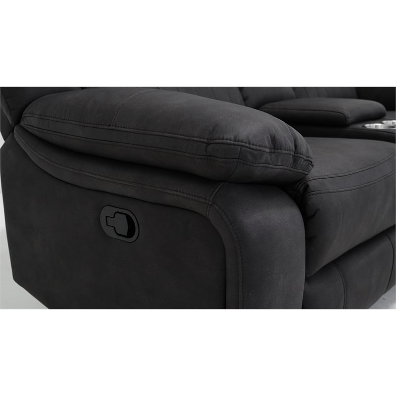 Black Reclining Console Loveseat