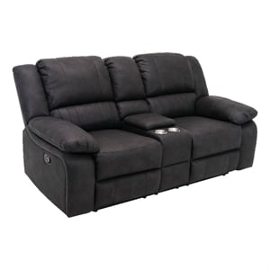 Black Reclining Console Loveseat