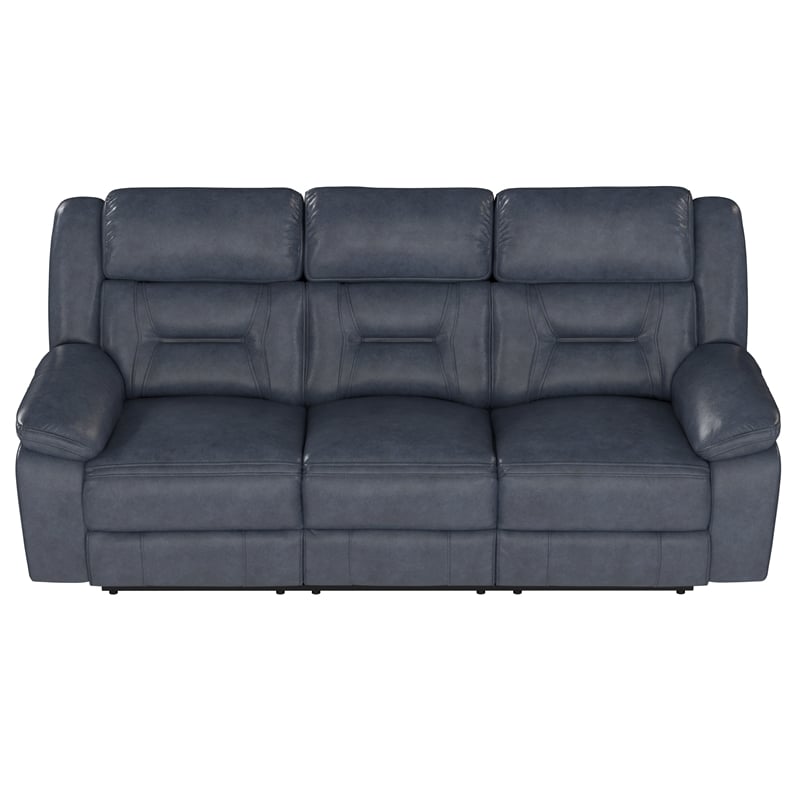 Blue Leather Reclining Sofa
