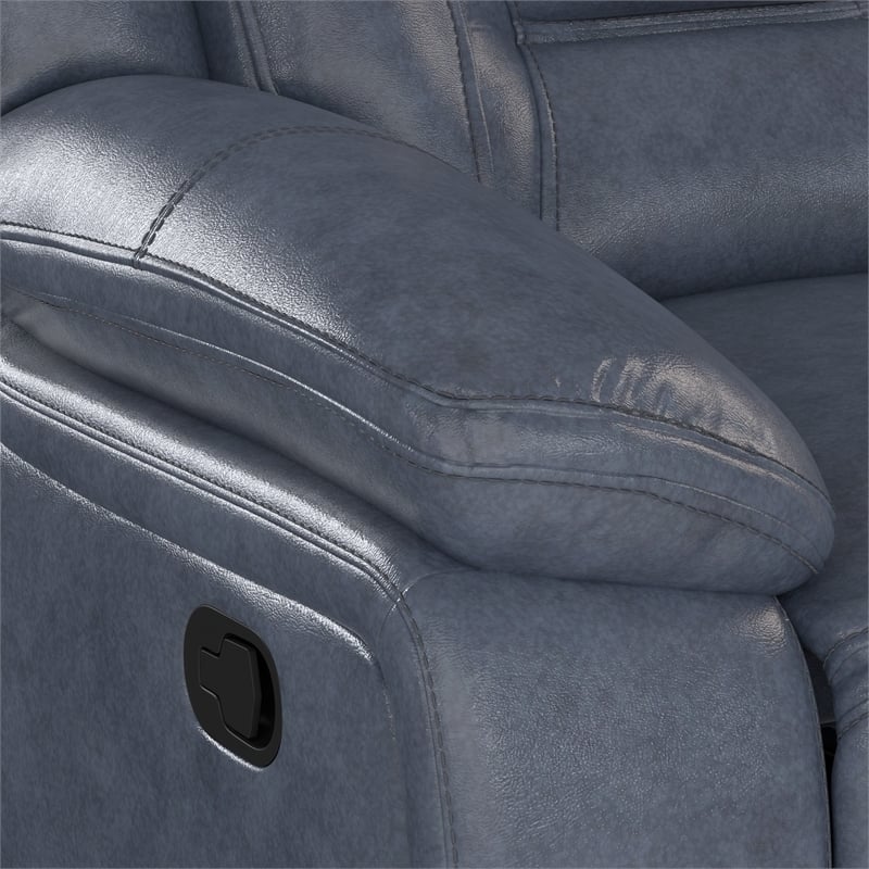 Blue Leather Reclining Sofa