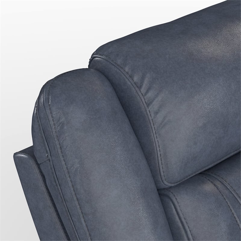 Blue Leather Reclining Sofa