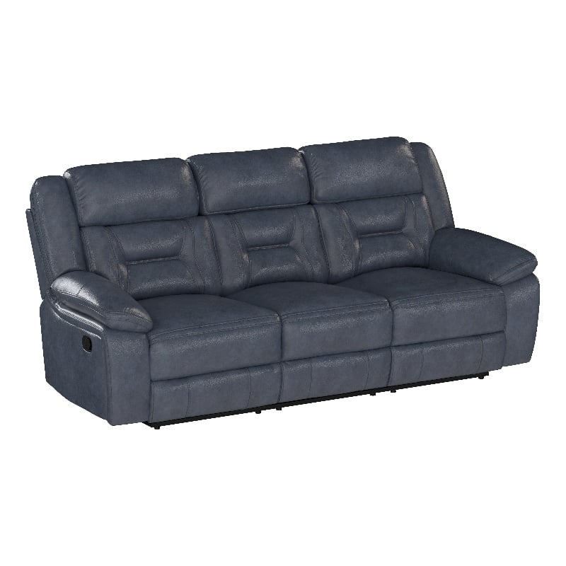 Blue Leather Reclining Sofa