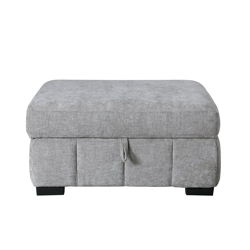 Gray Storage Ottoman withTufting and Hidden Storage