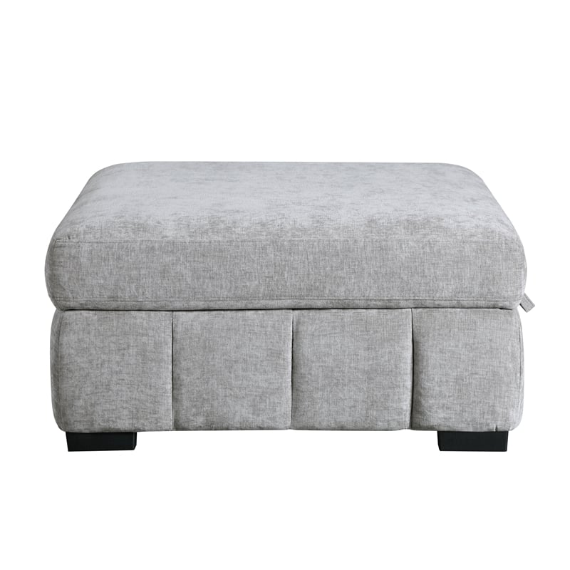 Gray Storage Ottoman withTufting and Hidden Storage