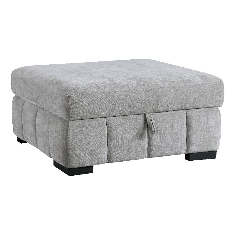 Gray Storage Ottoman withTufting and Hidden Storage
