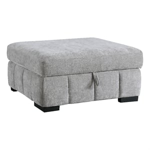 Gray Storage Ottoman withTufting and Hidden Storage