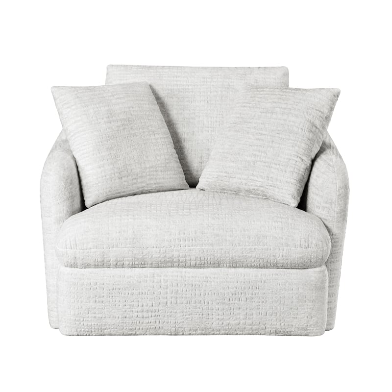 White Transitional Swivel Accent Chair