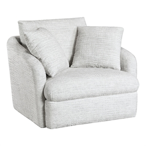 White Transitional Swivel Accent Chair
