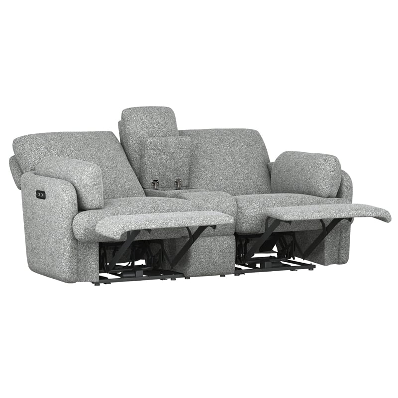 Gray Power Reclining Loveseat with Console