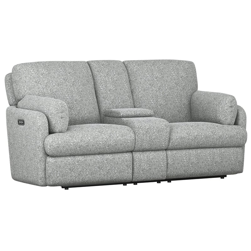 Gray Power Reclining Loveseat with Console