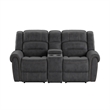 Gray Faux Leather Traditional Reclining Console Loveseat