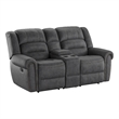 Gray Faux Leather Traditional Reclining Console Loveseat