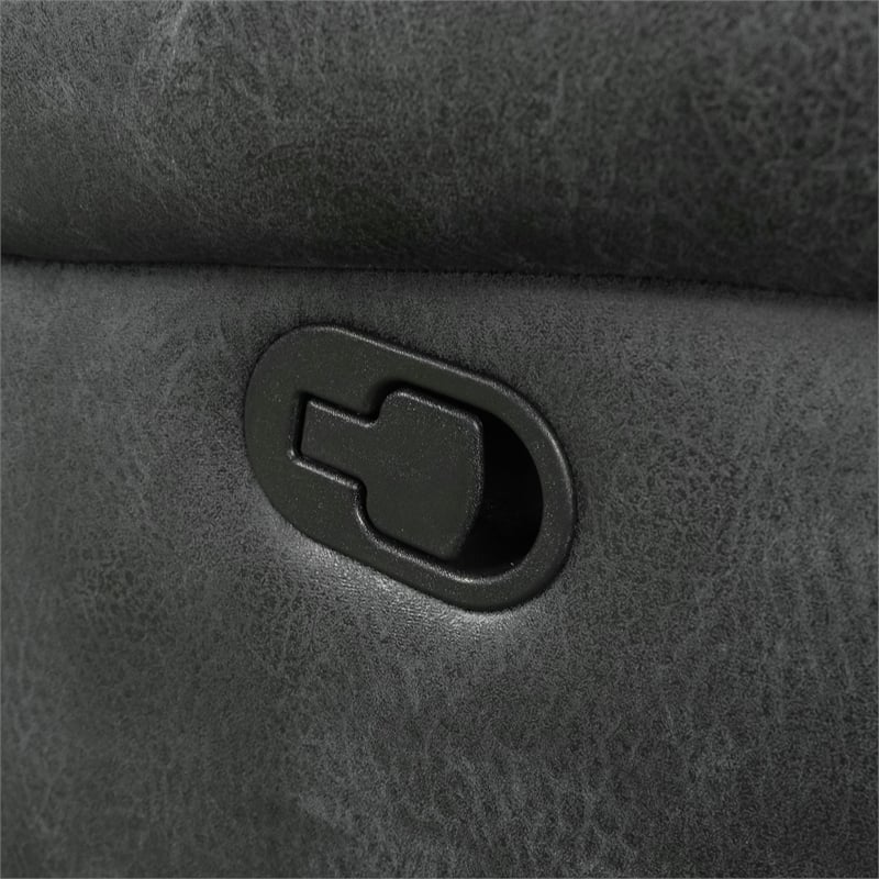 Gray Gliding Recliner with Nailhead Trim