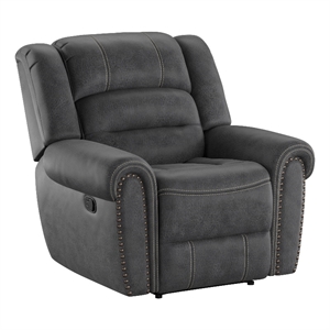 Gray Gliding Recliner with Nailhead Trim